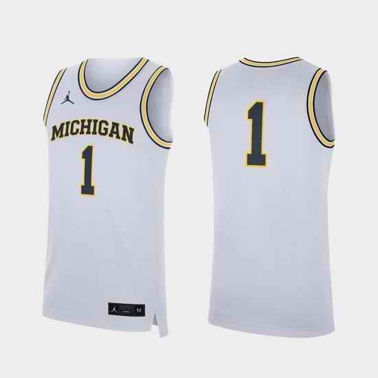 Men Michigan Wolverines White Replica College Basketball Jersey